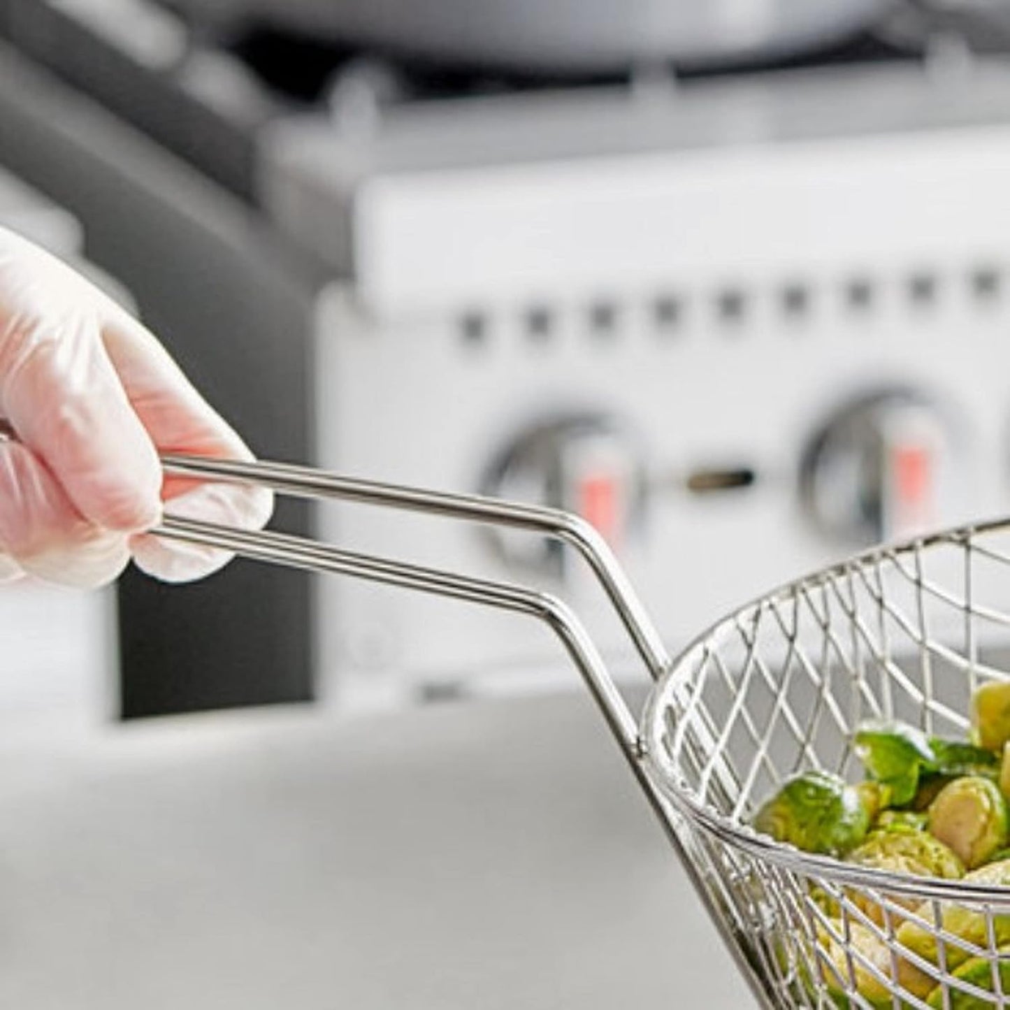 Round Mesh Culinary Basket Nickel Plated with 9-1/8" Handle Length- Kitchen Frying Basket Food Strainer Skimmer Strainer Basket for Cooking Home Kitchen Restaurants