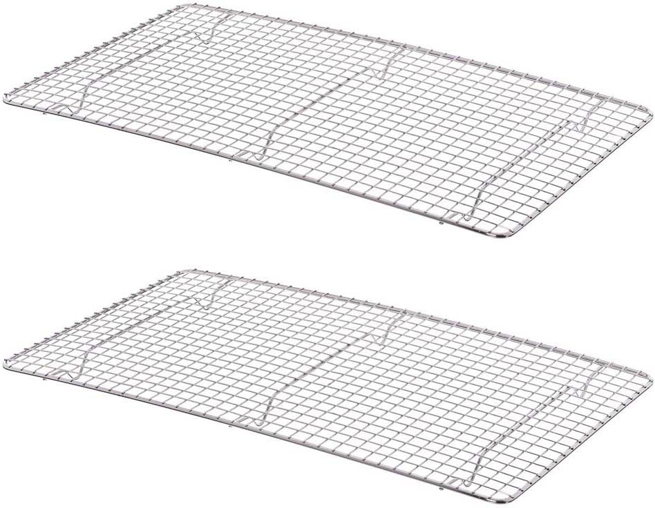Rectangular Wire Pan Grate Chrome-Plated Set of 2-Fits Third Size  Cooling Rack Baking Sheet GraSheet Cookie Panste Cake Rack for Pies Cookies Pastries Cakes