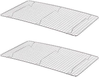 Rectangular Wire Pan Grate Chrome-Plated Set of 2-Fits Third Size  Cooling Rack Baking Sheet GraSheet Cookie Panste Cake Rack for Pies Cookies Pastries Cakes