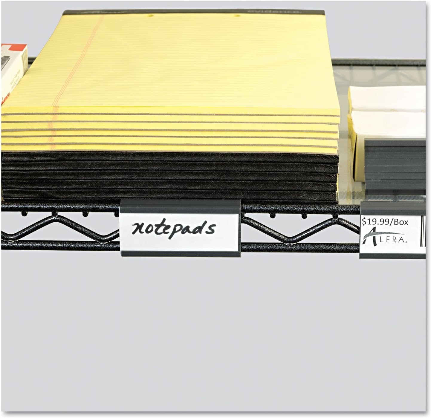 Set of 4 Black Plastic Shelf Label - Wire Shelf/Rack Label Holders Wire Shelf Label Holder Rack Label Holder Compatible with Metro Shelves