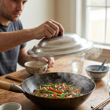 Aluminum Wok Cover Lid - Frying Pan Cover Pan Cover Wok Lid Woks Asian Cookware Aluminum Dome Shaped Cover For Home Kitchen and Restaurants