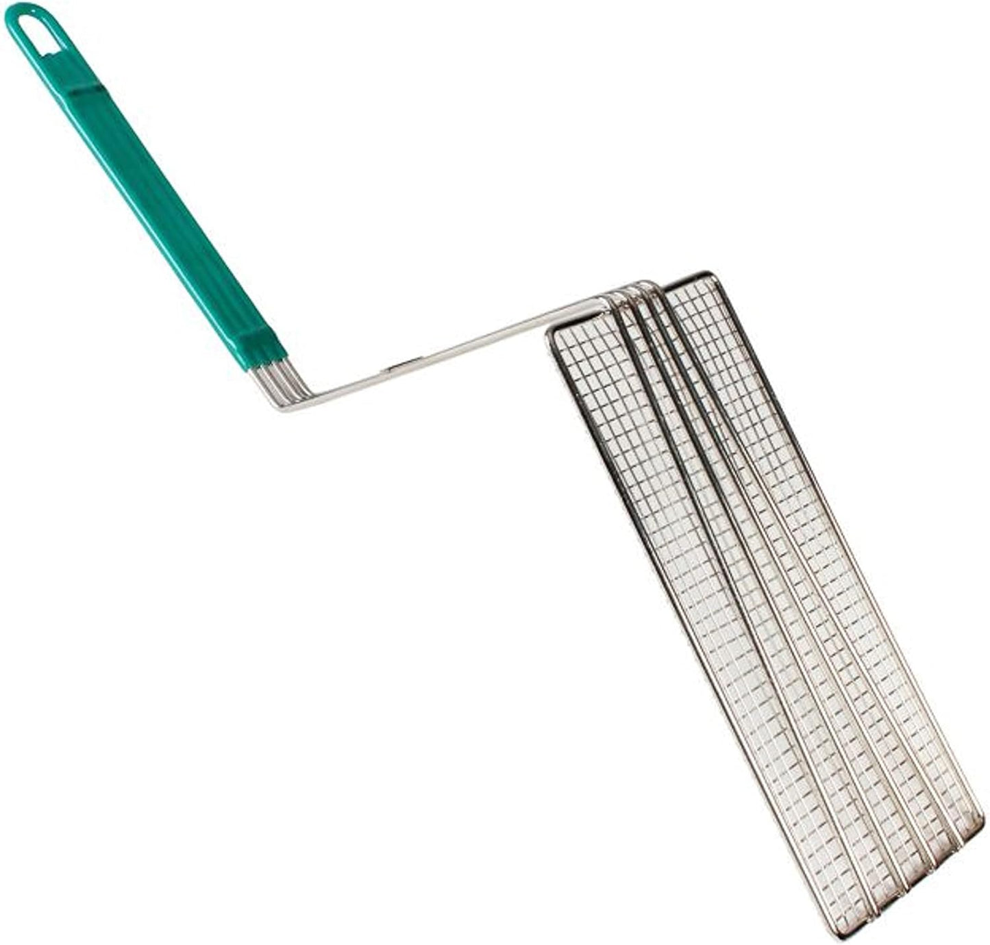 Rectangular Deep Fry Basket Press Heavy Duty Nickel Plated Iron with Coated Handle - for Home and Restaurant Kitchen Frying Chips Fish Sausages