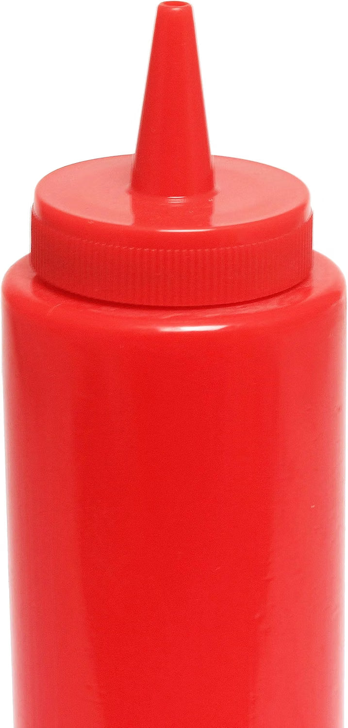 Set of 6 Squeeze Condiment Wide Mouth Dispensing Bottles - Plastic Squeeze Bottle for Sauces Spreads Ketchup Mustard Mayo Hot sauces and Olive oil