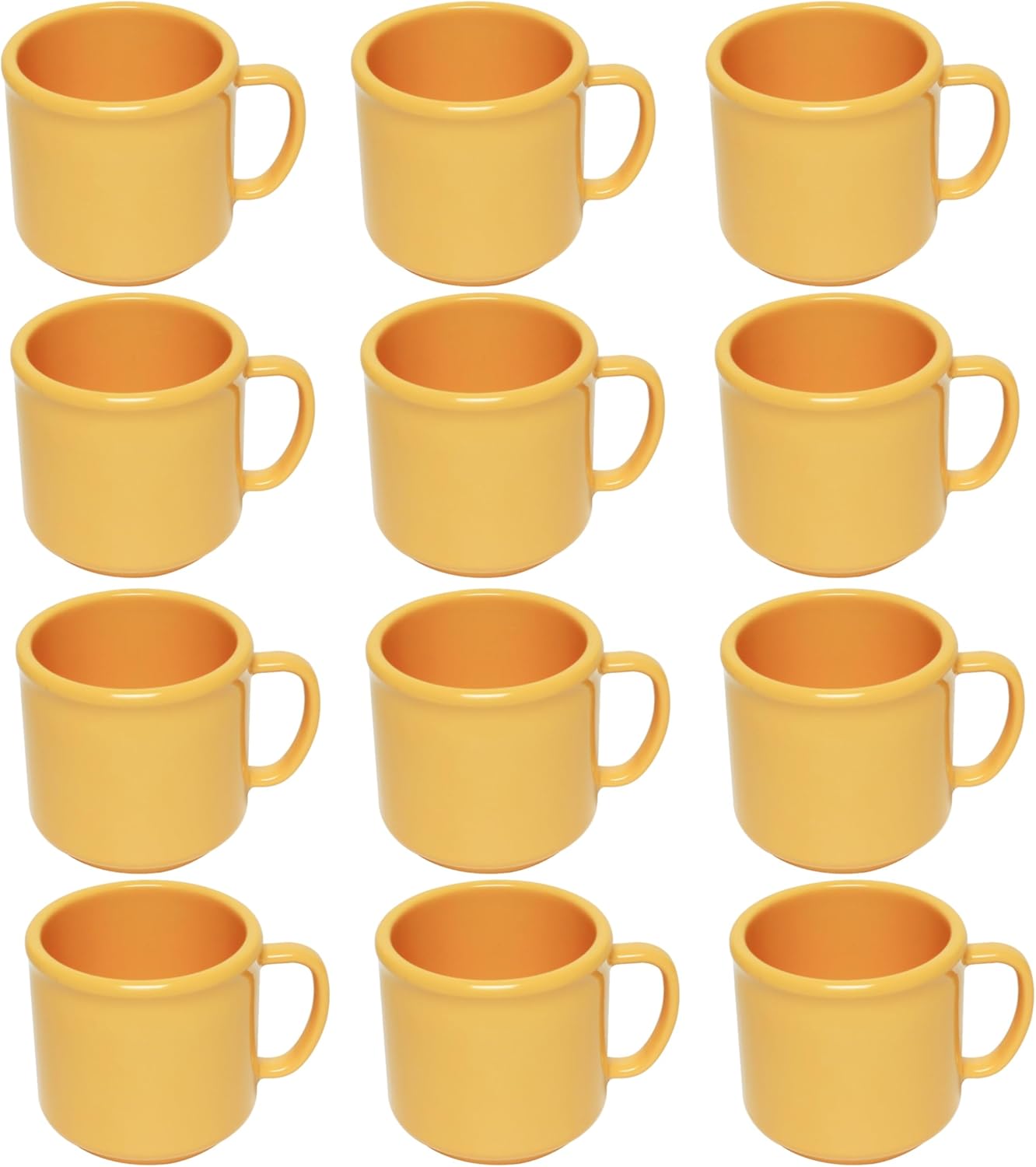 10 oz Mug Melamine Set of 12- Dishwasher Safe Break-Resistant Coffee Cup Set Reusable Plastic Cup for Latte Cappuccino Cocoa Hot Tea Mocha Home Cafe Restaurants