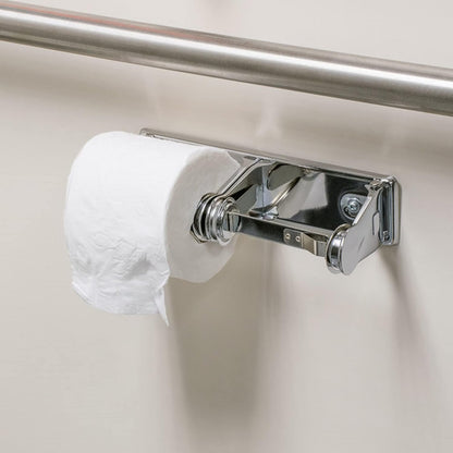 Dual Roll Locking Toilet Tissue Dispenser fits 4" Diameter Toilet Paper Roll Chrome Plated- Bathroom Toilet Paper Holder Wall Mounted Toilet Roll Holder for Bathroom Kitchen Washroom