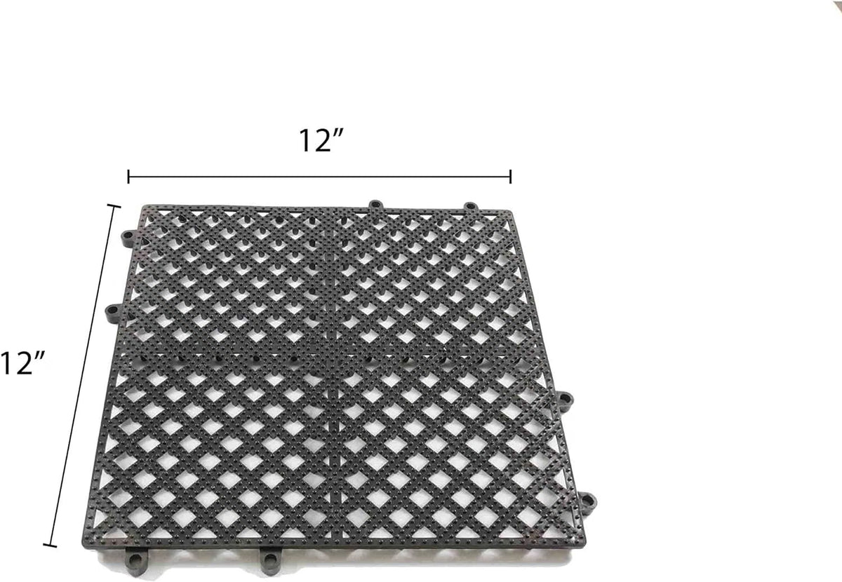 12" x 12" Interlocking Bar Mat Black Color - Bar Service Spill Mat Service Mat for Cocktail Bartender Glasses Drying Mat Perfect for Kitchen Countertop Bars Cafe Home & Restaurants