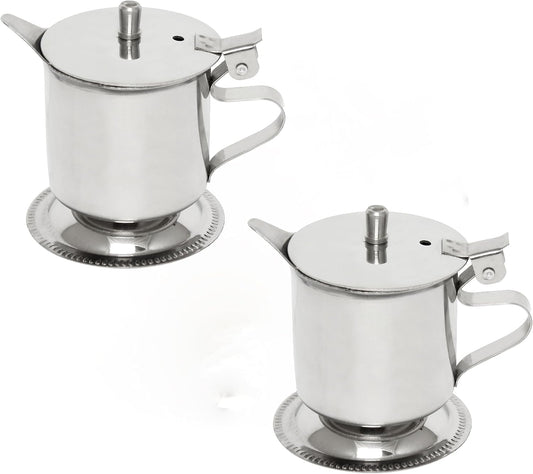 5 oz Stainless Steel Footed Creamer Set of 2- for Serving Milk Coffee Cream Maple Syrup Sugar Espresso Machine Milk Pitcher Creamer Pitcher for Restaurant Cafes Home