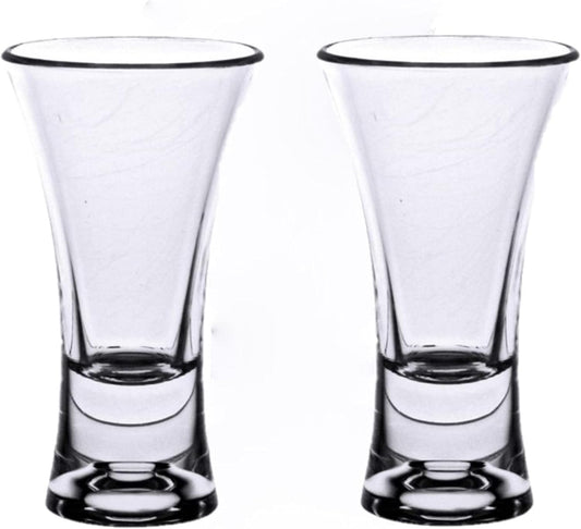 2 oz Flair Shot Glass Polycarbonate with Heavy Base Clear Color Set of 2- Liquor Plastic Drinking Glass Clear Shot Glass Tequila Shots for Whiskey Tequila Vodka Espresso