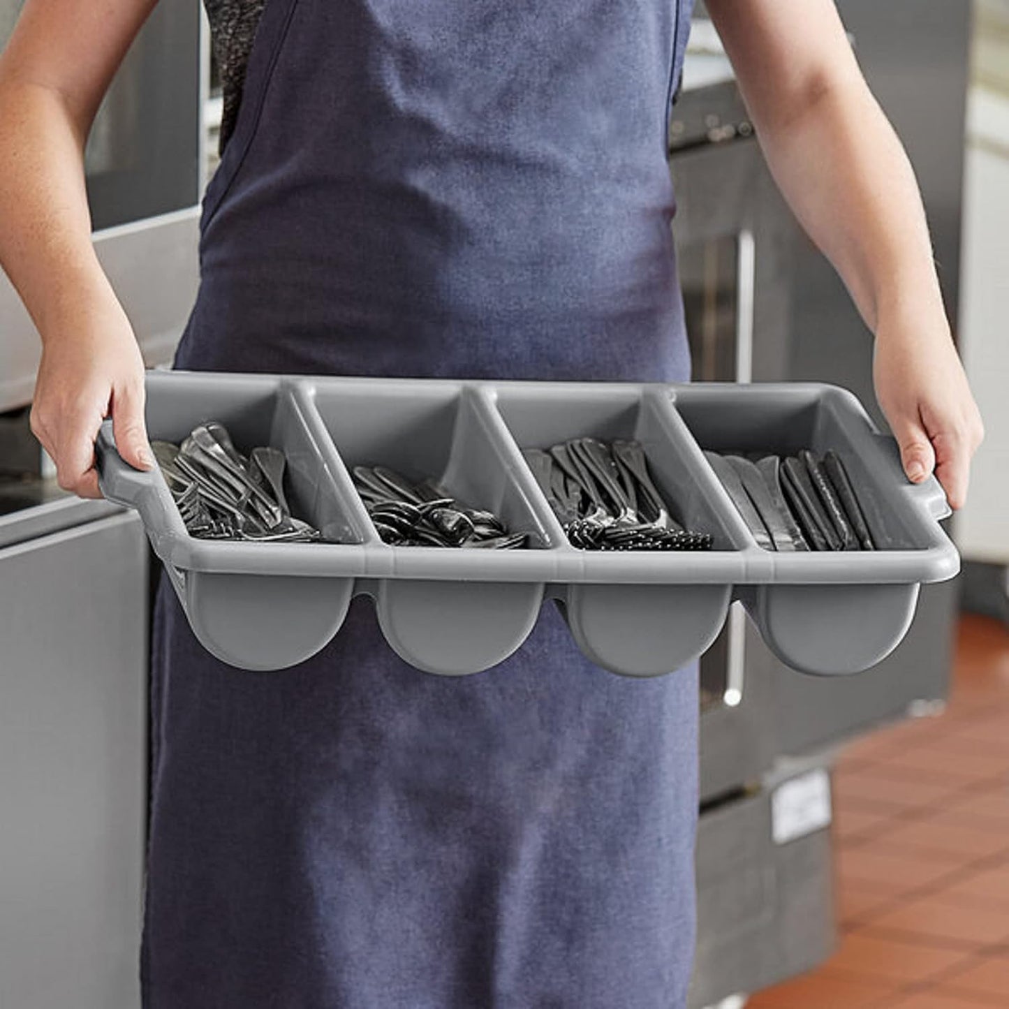 4 Compartments Silverware Organizer Cutlery Tray 22-1/2" x 13" x 4"- Plastic Utensils Drawer Holder Cutlery Holder for Kitchen Home and Restaurant Organization