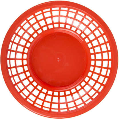 8" Round Fast Food Basket Plastic Set of 12- Fry Fast Food Reusable Foodservice Restaurant Diner Tray Plates Restaurant Supplies Deli Serving Chicken Burgers Sandwiches & Fries