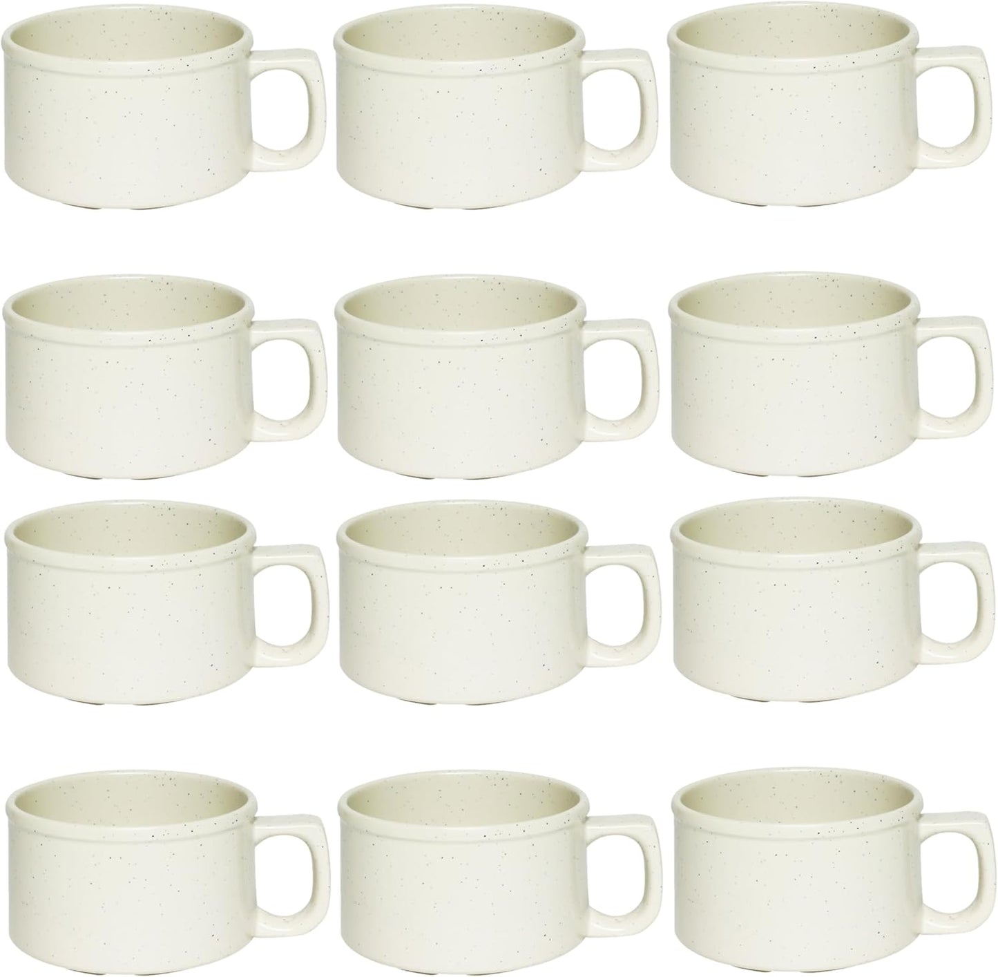 San Marino Mug Melamine Set of 12- Dishwasher Safe Break-Resistant Coffee Cup Set Reusable Plastic Cup for Latte Cappuccino Cocoa Hot Tea Mocha Home Cafe Restaurants
