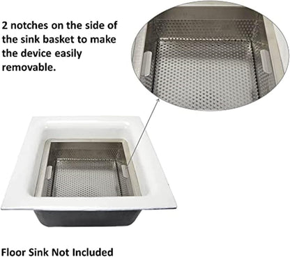 Stainless Steel Floor Sink Basket- Square Screens Strainer Sink Drain Cover Suitable for Kitchen Restaurant Bar Buffet