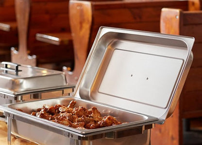Stainless Steel Full Size Continental Chafing Dish Brass Accent Complete Set- Food Warmer Chafers and Buffet Warmer Sets for Catering Event Party Holiday Buffet Weddings Catering