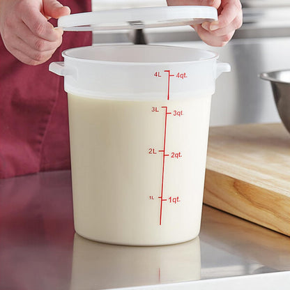 Round Food Storage Container Translucent Polypropylene- Commercial Food Storage Containers Meal Prep Containers Reusable Food Containers for Pantry Kitchen Storage Organization