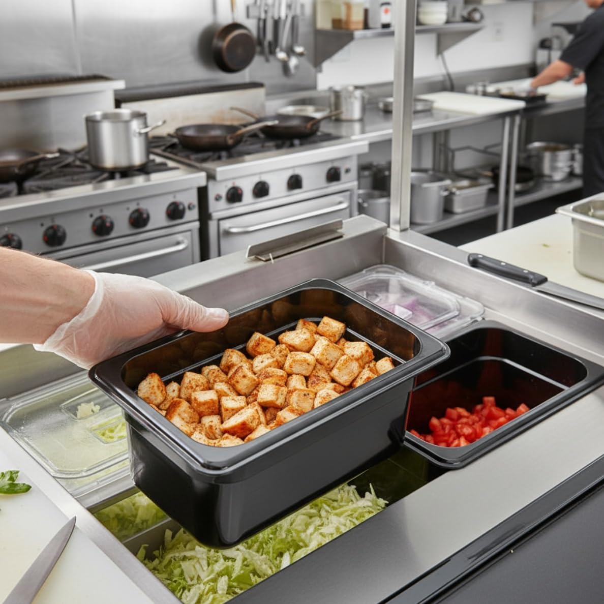 Deep Polycarbonate Food Pan - Commercial Restaurant Food Storage Containers Hotel Pans for Catering Buffets Restaurants Fruits Vegetables Corns