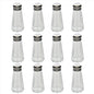 Classic Clear Glass Salt or Pepper Shakers with Stainless Steel Mushroom Tops Set of 12- Salt Shaker Stainless Lid-Glass Spice Jars Kitchen Accessories