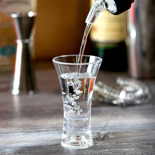 2 oz Flair Shot Glass Polycarbonate with Heavy Base Clear Color Set of 2- Liquor Plastic Drinking Glass Clear Shot Glass Tequila Shots for Whiskey Tequila Vodka Espresso