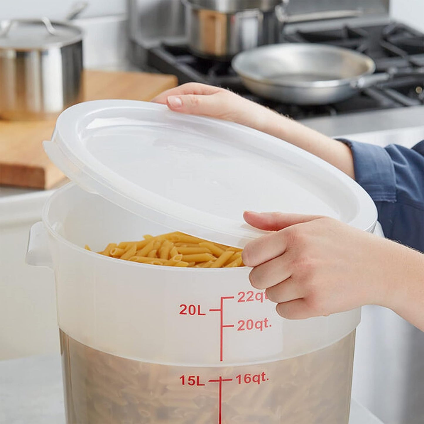 Round Food Storage Container Translucent Polypropylene- Commercial Food Storage Containers Meal Prep Containers Reusable Food Containers for Pantry Kitchen Storage Organization