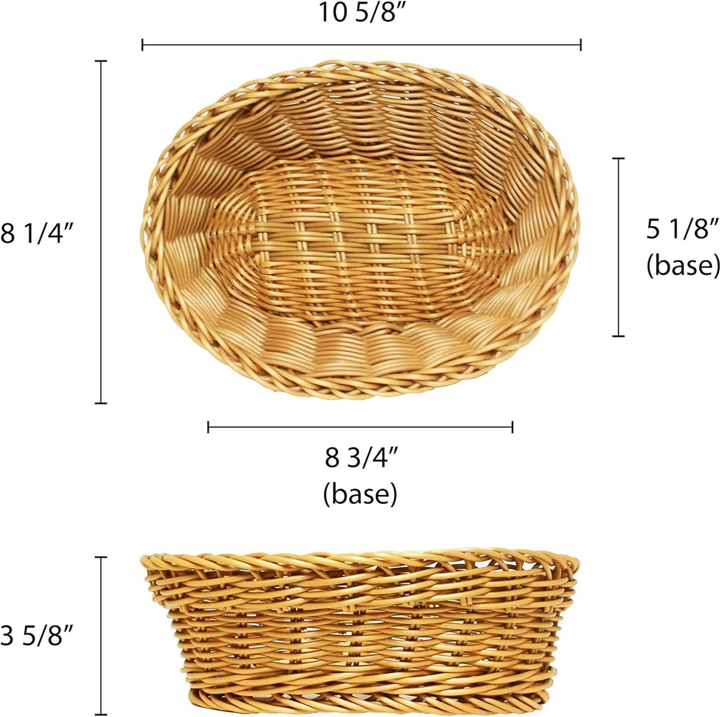 11" x 7" x 3-1/2" Plastic Oval Hand-Woven Bread Basket- Woven Food Serving Basket for Fruit Bread Serving Basket Decorative Basket Perfect for Cafe Home and Restaurants