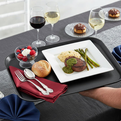 14" x 18"  Rectangular 2 Service Tray Fiberglass Non Slip Surface Service Trays Restaurant Tray Plastic Food Meals Server Tray for Home Kitchen Restaurant Cafeteria Bar Hotel