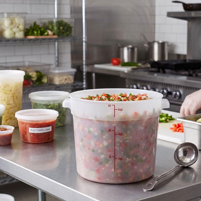 Round Food Storage Container Translucent Polypropylene- Commercial Food Storage Containers Meal Prep Containers Reusable Food Containers for Pantry Kitchen Storage Organization