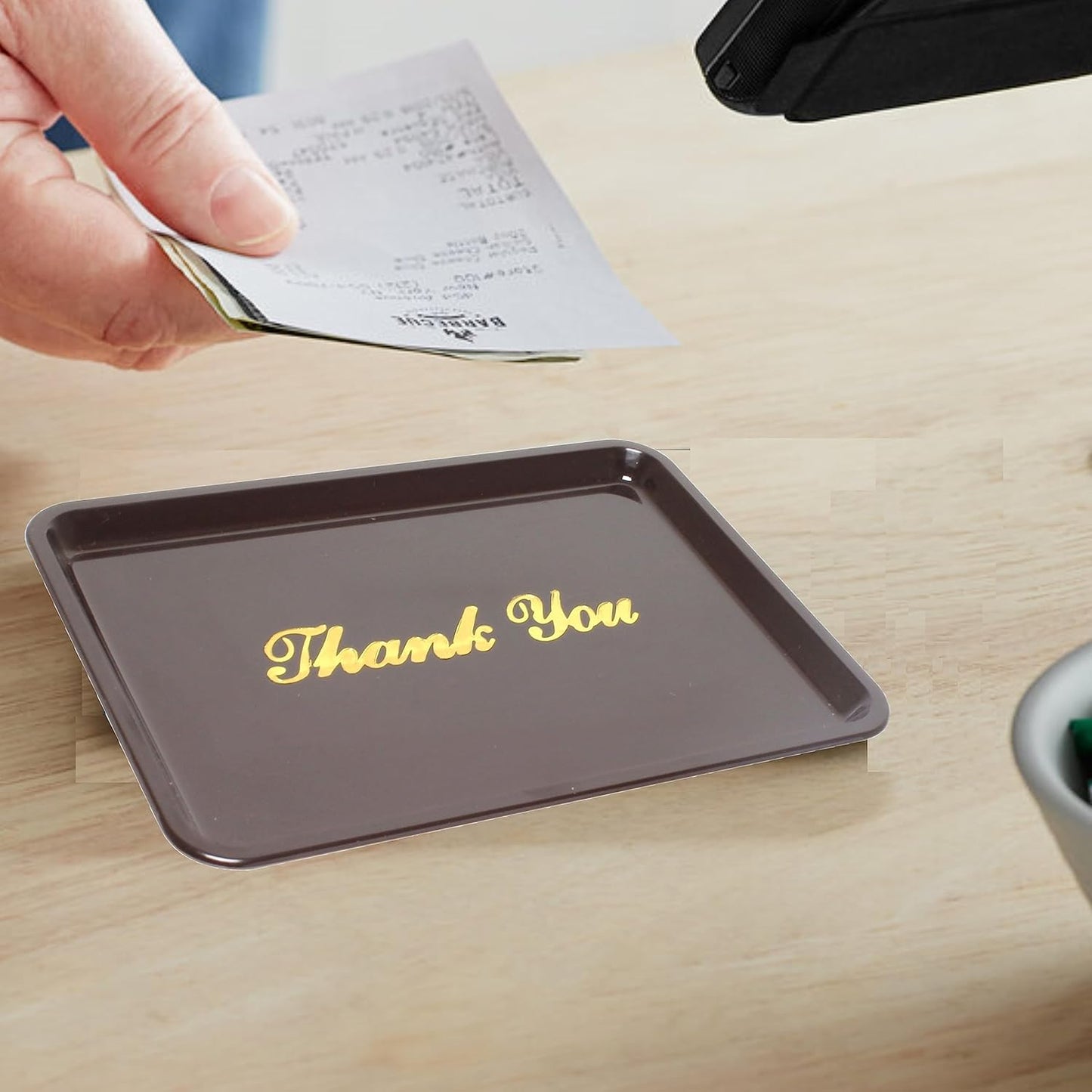 4 1/2" x 6 1/2" Plastic Tip Tray with Gold Thank You Imprint Color Set of 12 -Check Presenters for Restaurants Check Tip Trays Check Holders for Restaurants Bars Hotels