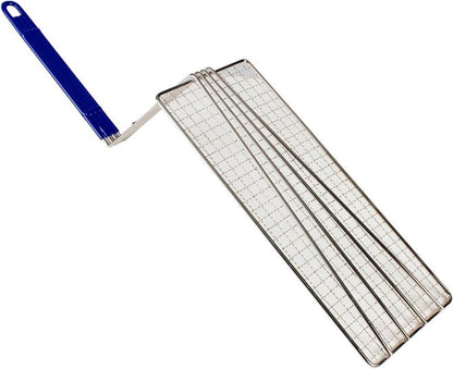 Rectangular Deep Fry Basket Press Heavy Duty Nickel Plated Iron with Coated Handle - for Home and Restaurant Kitchen Frying Chips Fish Sausages