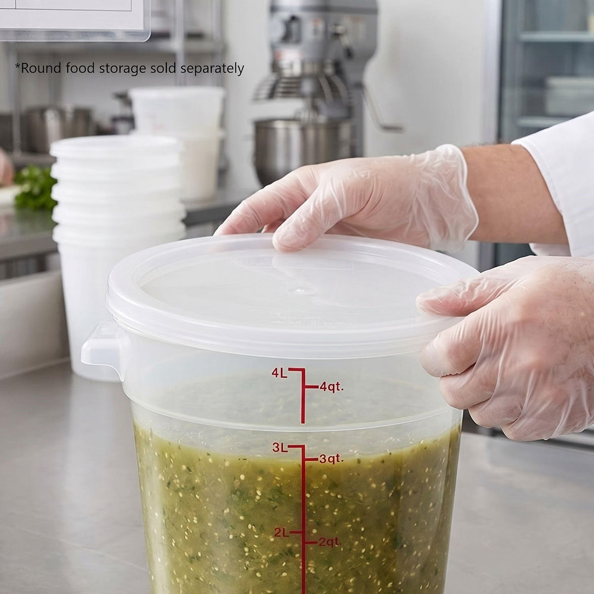 Round Food Storage Container Translucent Polypropylene- Commercial Food Storage Containers Meal Prep Containers Reusable Food Containers for Pantry Kitchen Storage Organization