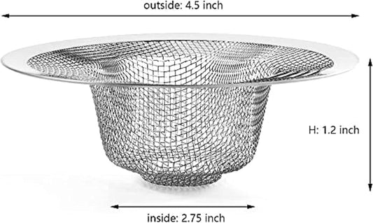 Stainless Steel Sink Strainer Narrow Rim- Kitchen Mesh Strainer Kitchen Sink Drain Strainer Hair Catcher for Bathroom Sink Utility Slop Laundry