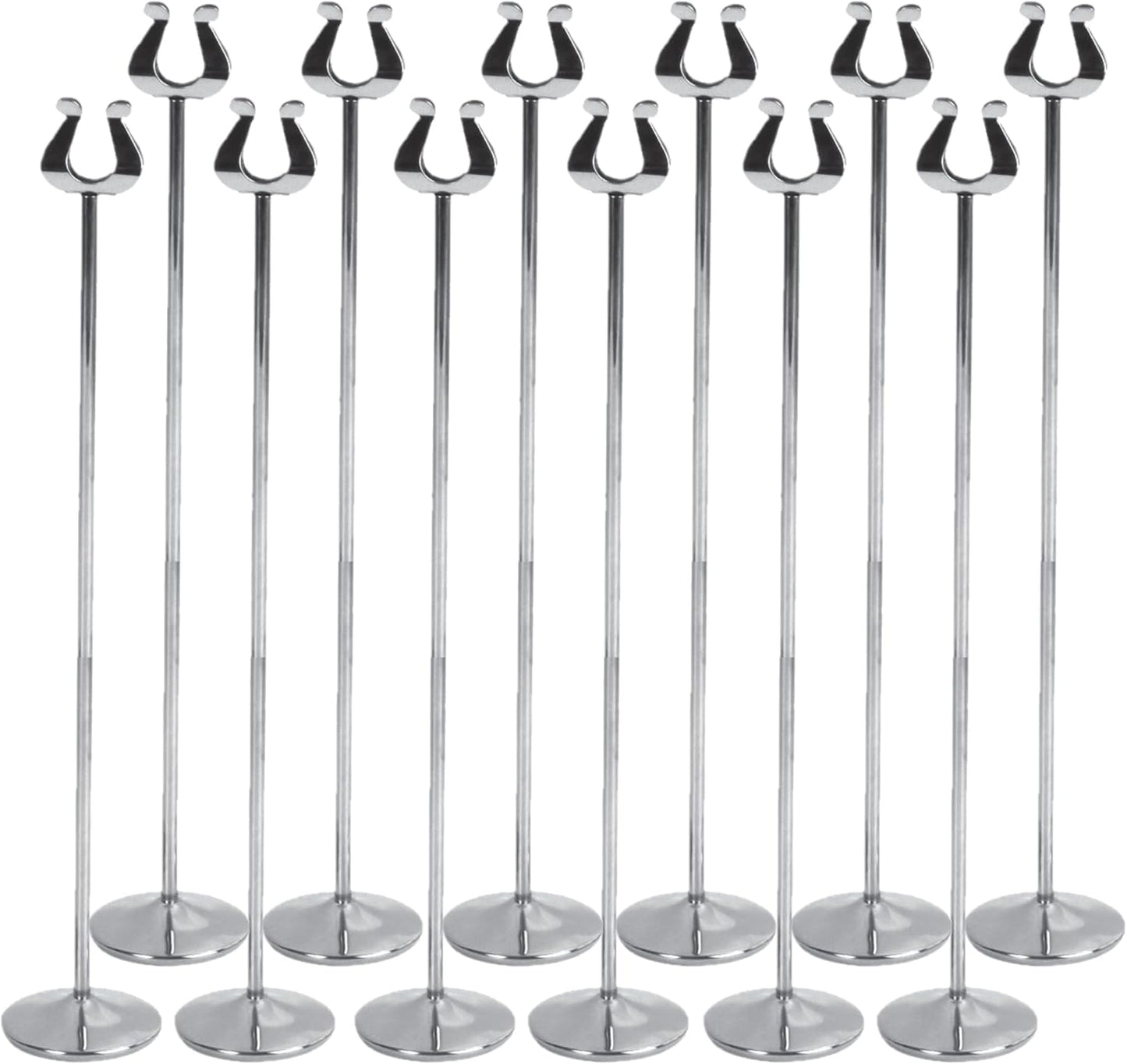 Stainless Steel Harp Style Table Sign Menu Holder with Heavy Base Set of 12- Table Number Holder Display Table Card Holders Stand for Centerpieces Wedding Reception Party Birthday