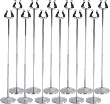 Stainless Steel Harp Style Table Sign Menu Holder with Heavy Base Set of 12- Table Number Holder Display Table Card Holders Stand for Centerpieces Wedding Reception Party Birthday