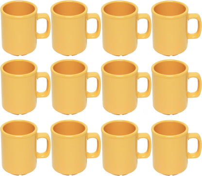 8 oz Mug Melamine Set of 12- Dishwasher Safe Break-Resistant Coffee Cup Set Reusable Plastic Cup for Latte Cappuccino Cocoa Hot Tea Mocha Home Cafe Restaurants