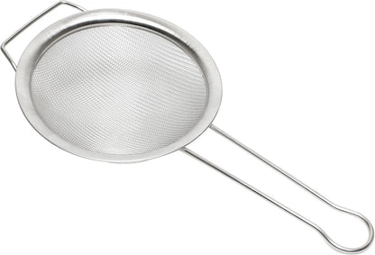 Single Mesh Strainer Stainless Steel with Frame and 3/4" Support Handle- Kitchen Utensil Food Strainer Skimmer Spoon for Cooking Sieve Sifters Rice Quinoa Pasta Fruits Vegetable