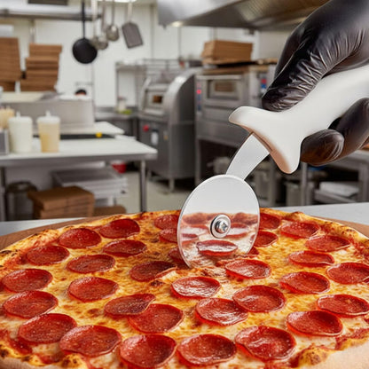 Stainless Steel Blade Pizza Cutter with White Plastic Handle- Pizza Cutter Wheel Stainless Steel Sharp Blade For Cutting Through Slice Thick or Thin Pizzas Pie Crust and Pastries