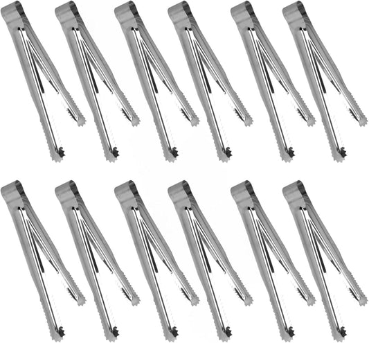 Stainless Steel Bread Tong Set of 12- Serving Tongs Bread Tongs Strong Grip for Grabbing Food Premium Stainless Steel Tongs for Serving Cooking Grilling Barbecue BBQ Buffet