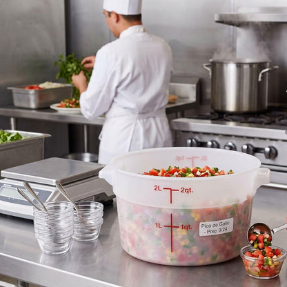 Round Food Storage Container Translucent Polypropylene- Commercial Food Storage Containers Meal Prep Containers Reusable Food Containers for Pantry Kitchen Storage Organization