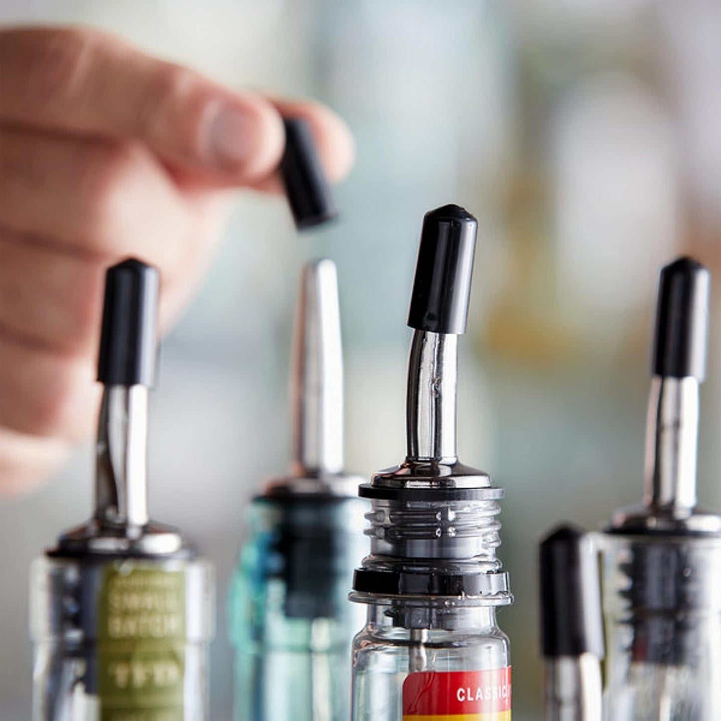 Universal Liquor Pourer Cover 1" Dust Cap PolyVinyl Chloride Set of 12-Pourer Cap Liquor Bottle Pourer Cover Dispenser Spout Dust Covers Bottle Pour Spout Cover