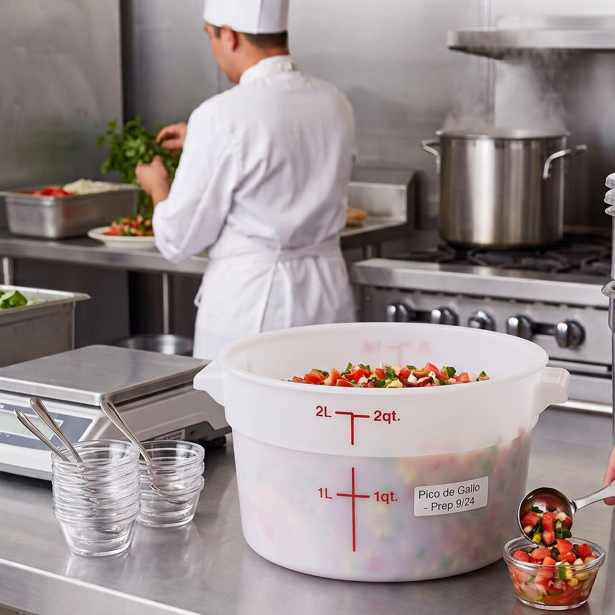Round Food Storage Container Polypropylene - Commercial Food Storage Containers Meal Prep Containers Reusable Food Containers for Pantry Kitchen Storage Organization