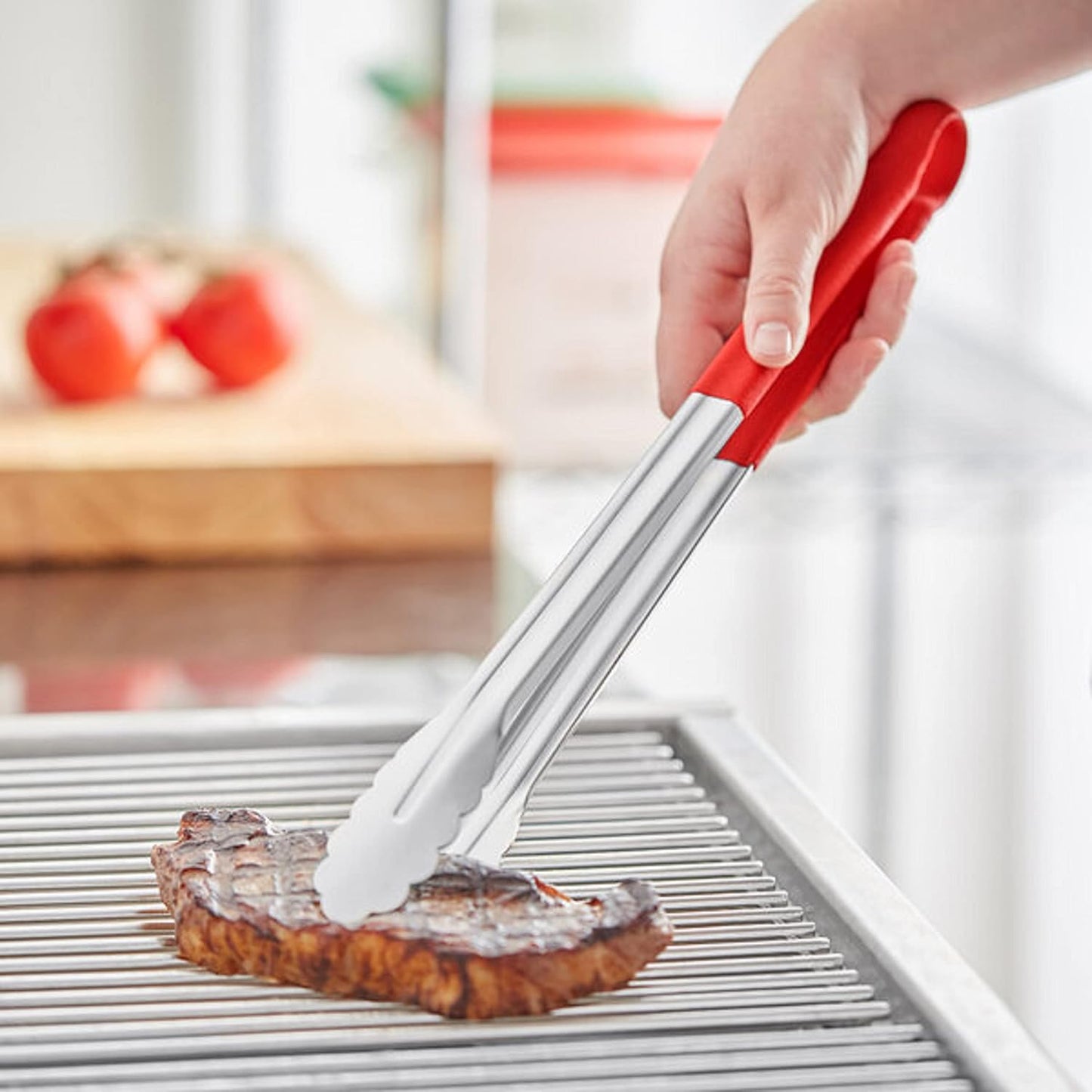 Stainless Steel Kitchen Tong with Non-Slip Coated Handles- Kitchen Tongs Metal Food Tongs Premium Stainless Steel Tongs for Cooking Food Salad Grilling Barbecue BBQ Buffet