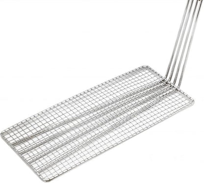 Rectangular Deep Fry Basket Press Heavy Duty Nickel Plated Iron with Coated Handle - for Home and Restaurant Kitchen Frying Chips Fish Sausages