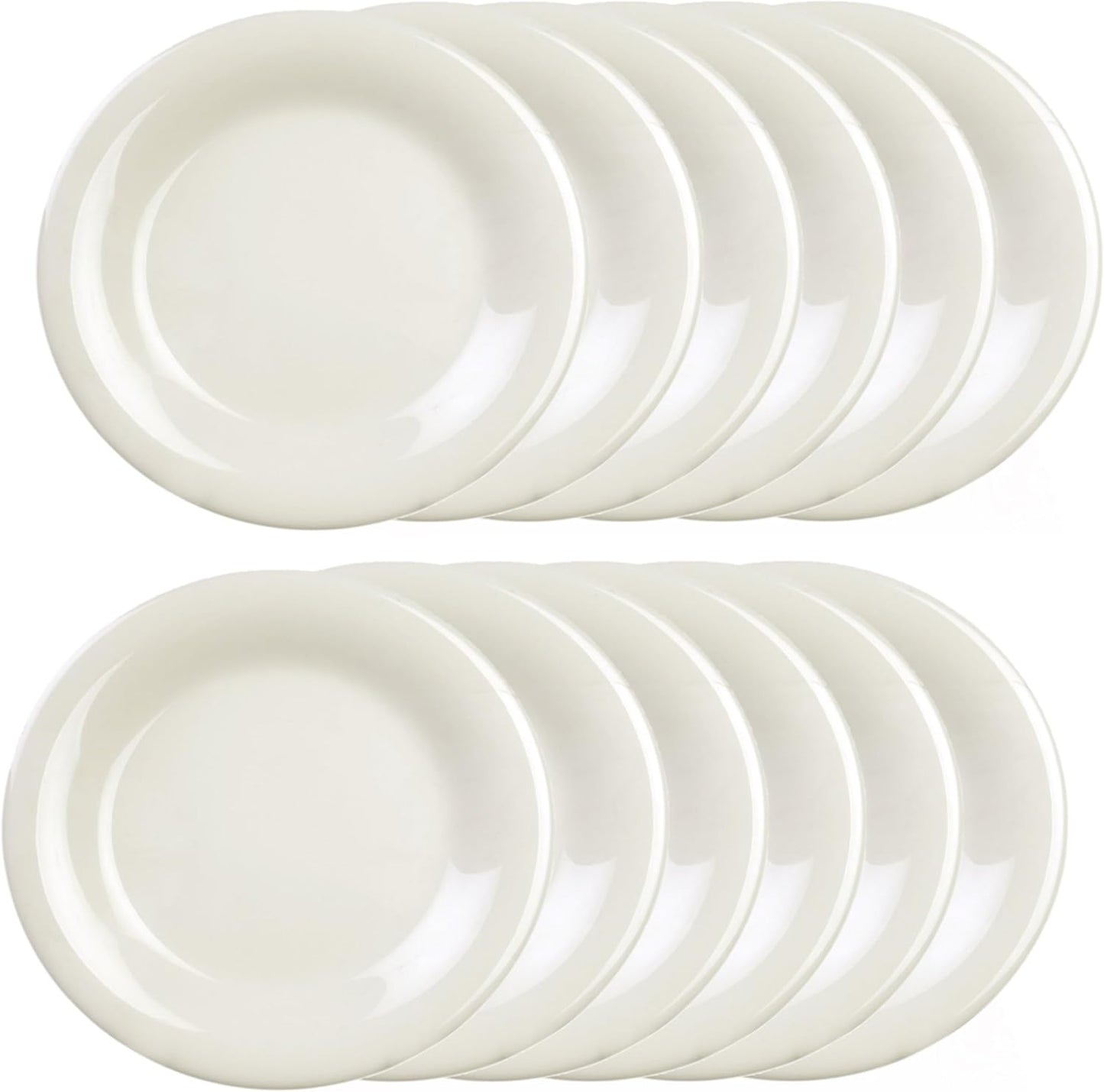 Round Dinner Plates Wide Rim Melamine Set of 12- Dishwasher Safe Reusable Plates Kitchen Plates Dinnerware Appetizer Plates Serving Plate Home Kitchen Restaurants