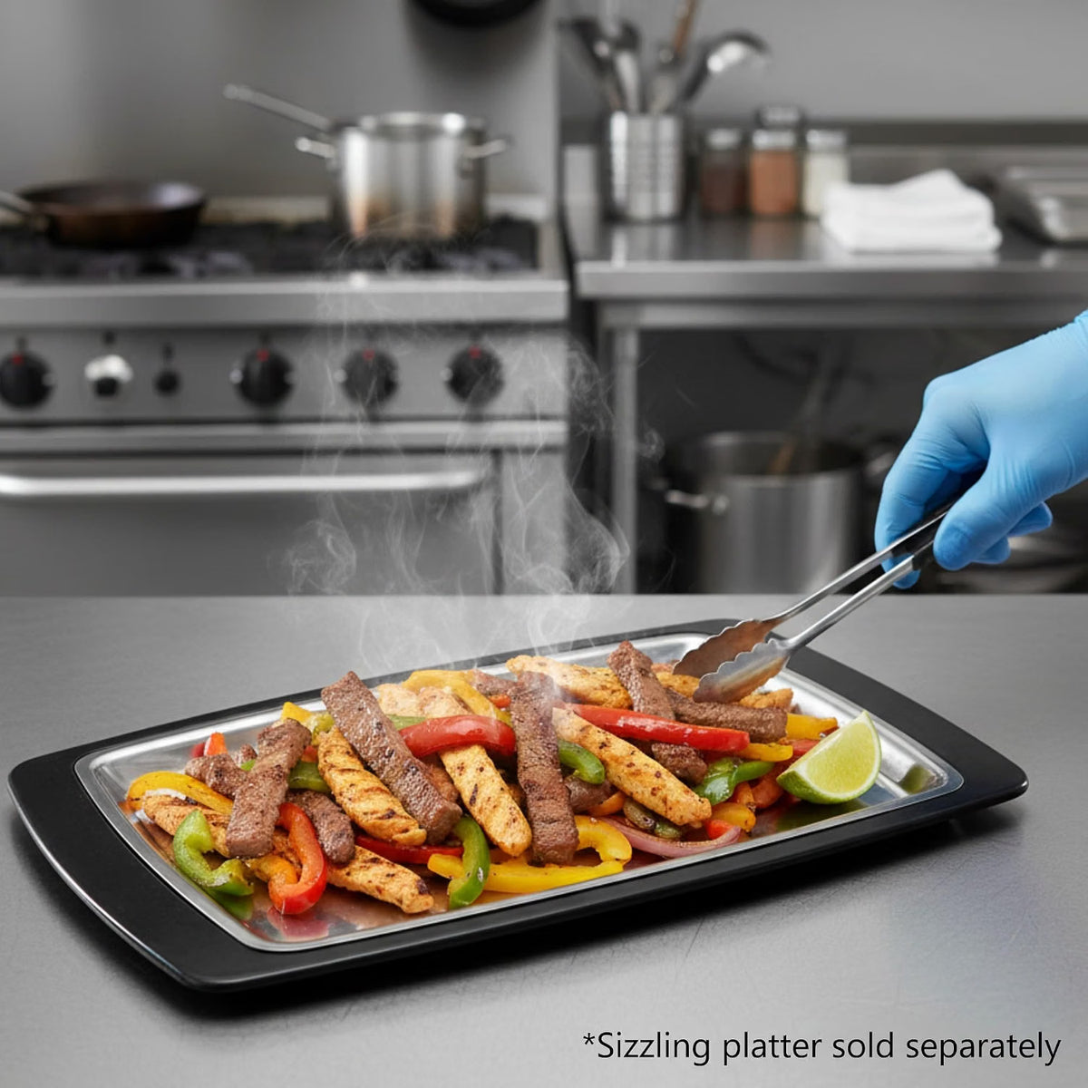 13" x 8" Rectangular Bakelite Underliner fits 11" x 7-1/5" Stainless Steel Sizzling Platter - Rectangular Sizzle Platter Underliner Base Restaurant Home Kitchen