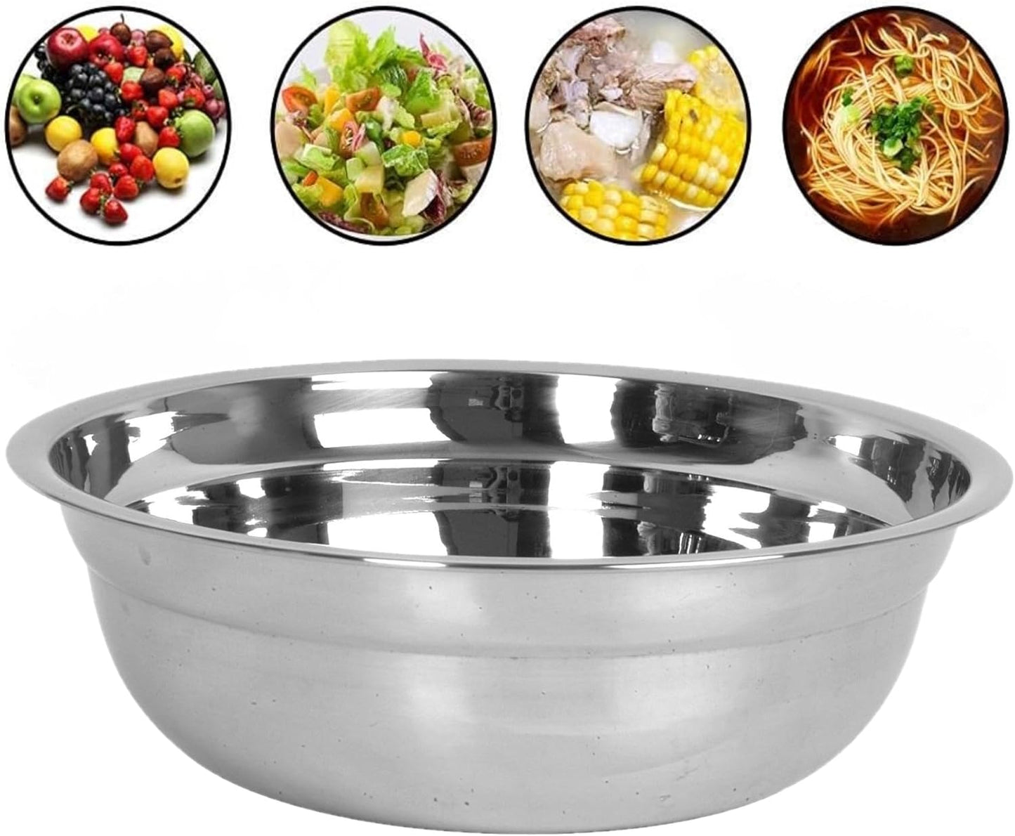 Polar Basin Stainless Steel bowl Heavy Duty Dent-Resistant with Contoured neck - Mixing Bowl Prep Bowl Metal Bowl Great for Prepping Cooking Baking Meal Prep Bowl