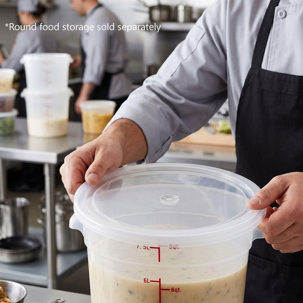 Round Food Storage Container Translucent Polypropylene- Commercial Food Storage Containers Meal Prep Containers Reusable Food Containers for Pantry Kitchen Storage Organization
