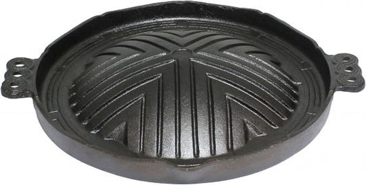 Round Cast Iron Stovetop Barbecue Plate Grill/Griddle - with Easy Grip Handles Griddle Pan for Stove Top Gas Range Grilling Pan Gets Better with Each Use