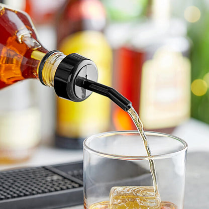 Flow Liquor Pourer with Black Collar Acrylonitrile Set of 12- Liquor Bottle Pourers Shot Dispenser Liquor Bottle Pourers Alcohol Pourers Bar Bartender Accessories