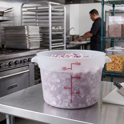 Round Food Storage Container Translucent Polypropylene- Commercial Food Storage Containers Meal Prep Containers Reusable Food Containers for Pantry Kitchen Storage Organization