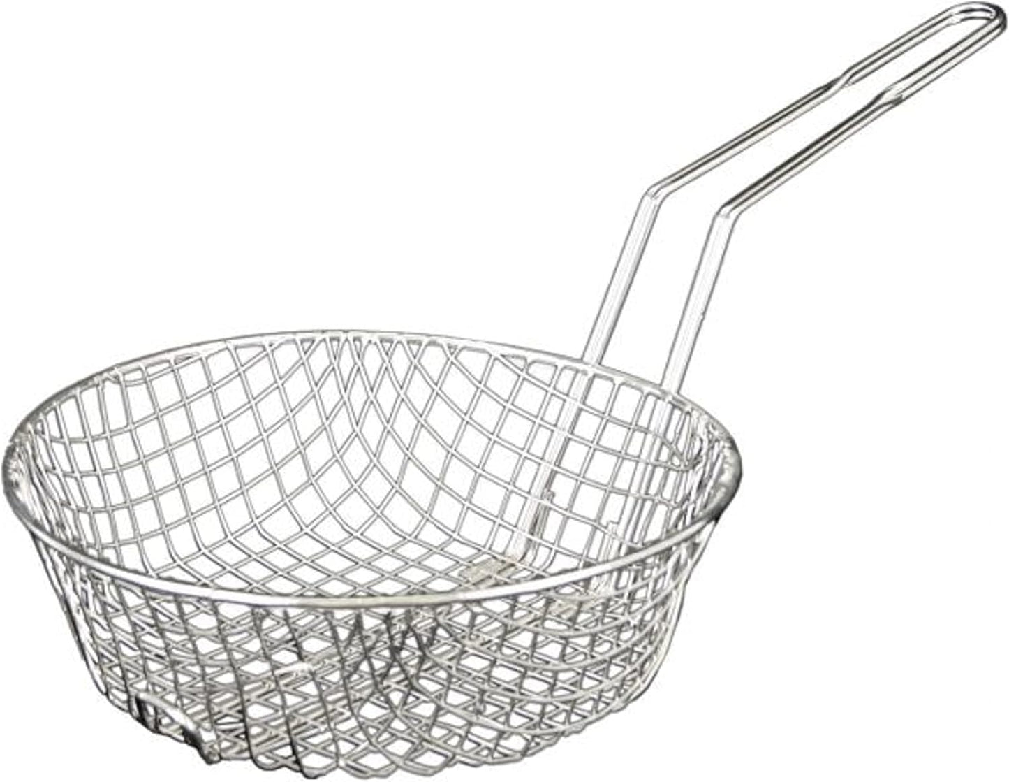 Round Mesh Culinary Basket Nickel Plated with 9-1/8" Handle Length- Kitchen Frying Basket Food Strainer Skimmer Strainer Basket for Cooking Home Kitchen Restaurants