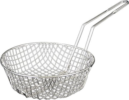 Round Mesh Culinary Basket Nickel Plated with 9-1/8" Handle Length- Kitchen Frying Basket Food Strainer Skimmer Strainer Basket for Cooking Home Kitchen Restaurants