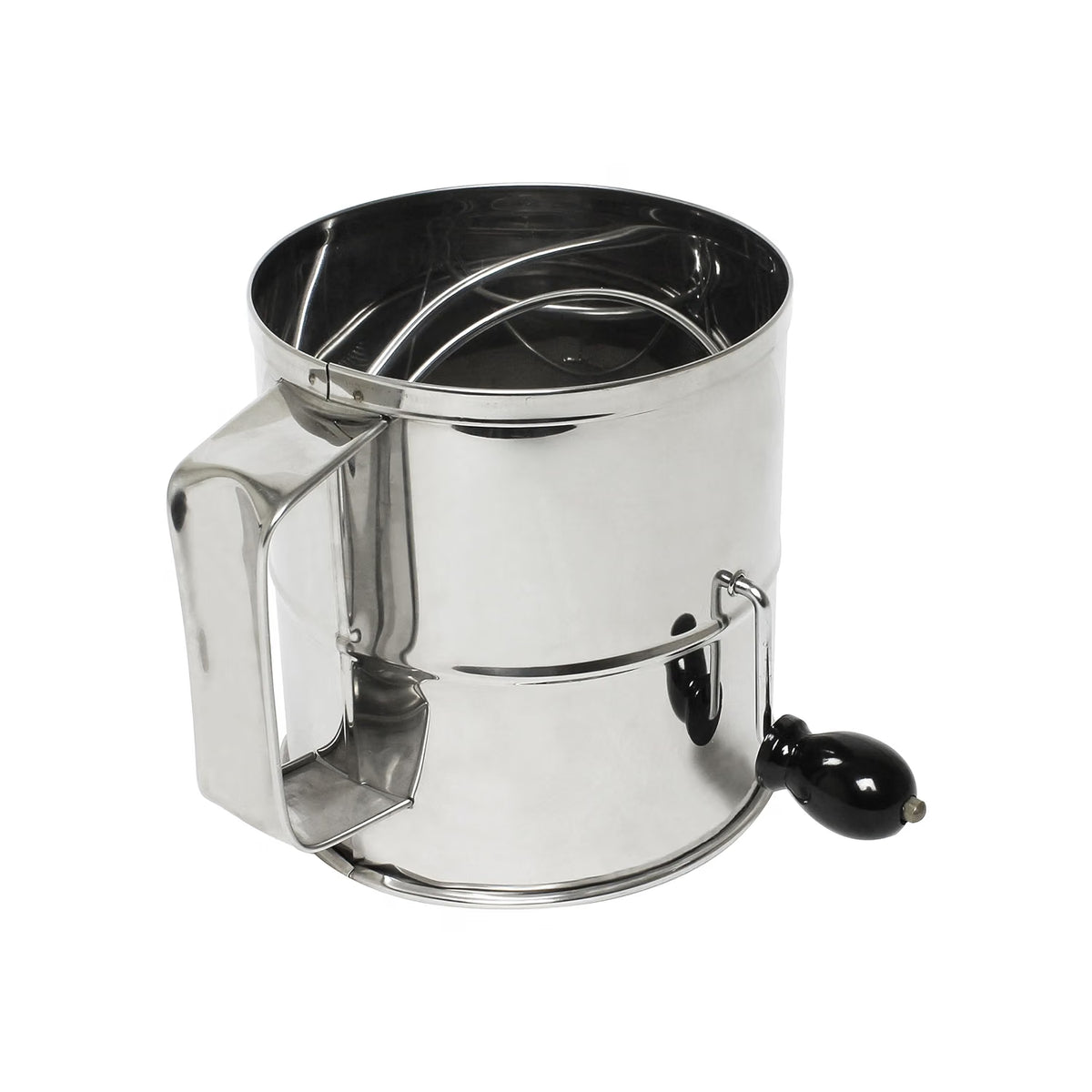 8 Cup Stainless Steel Flour Sifter with Four Wire agitator to sift flour Mirror finish - Mesh Baking Sifter Quick Sifting Flour Sifter Crank Sifter Flour for Baking Cakes and Spices